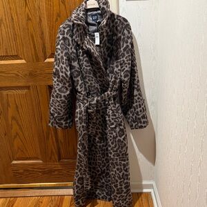 GAP Brown Leopard Print Teddy Jacket